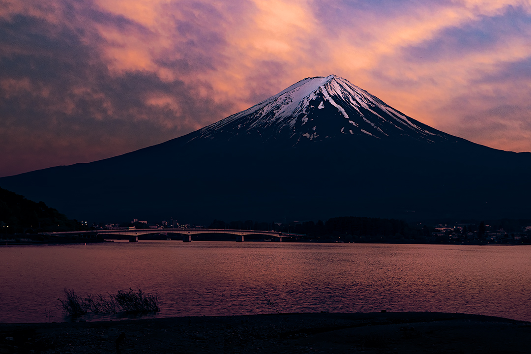 河口湖の夕焼け