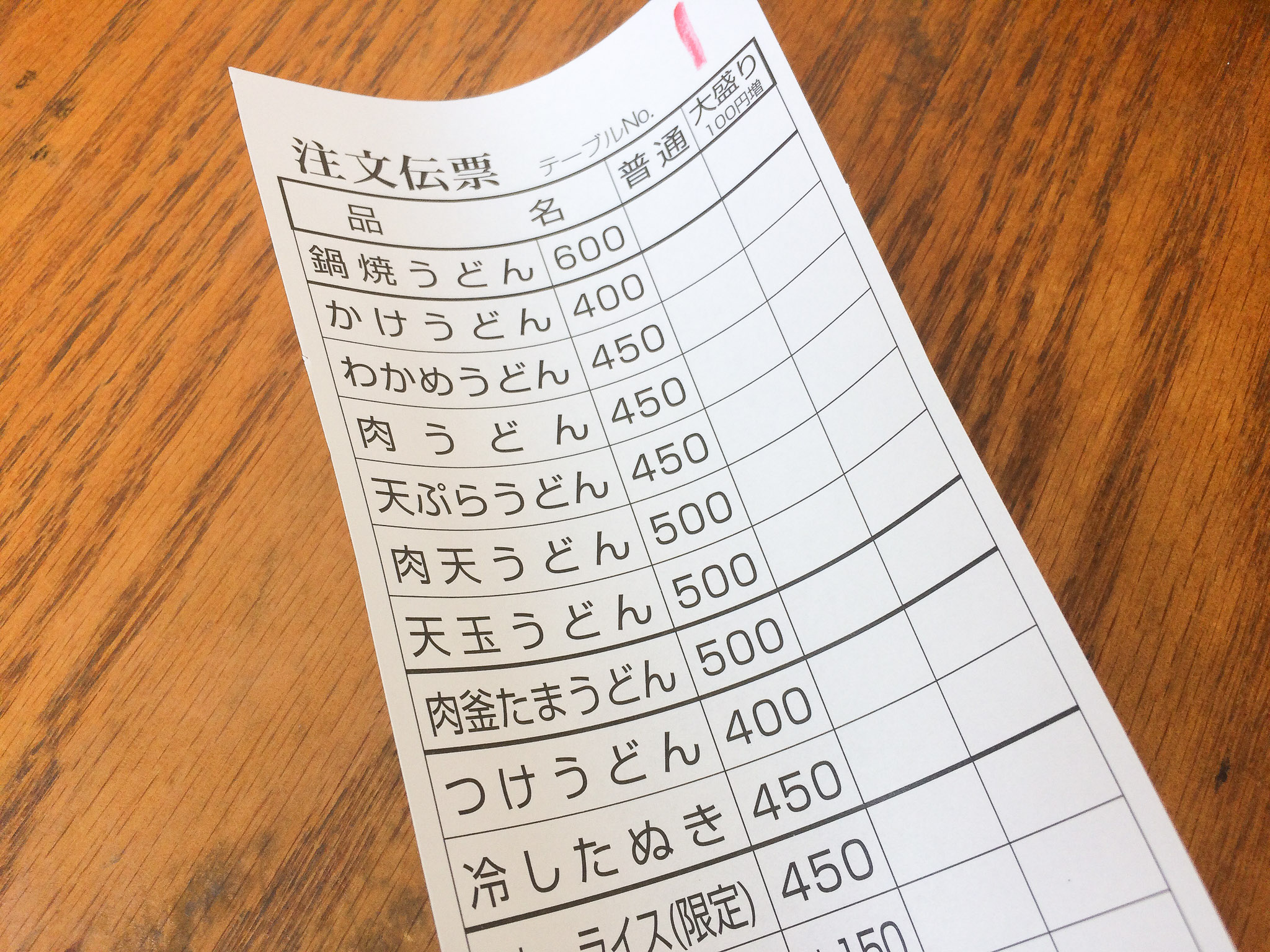 伝票 吉田のうどん くらよし-河口湖