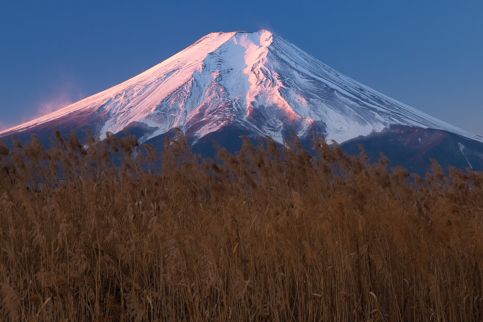 【富士山写真】富士吉田市大明見からの紅富士