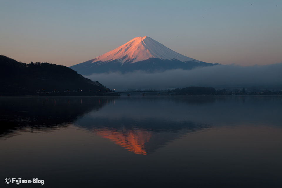【富士山写真】 河口湖からの朝焼け