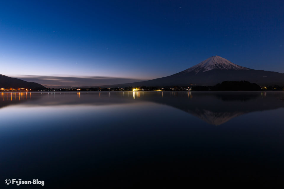 【富士山写真】 逆さ富士が綺麗だった夜明けの大石公園