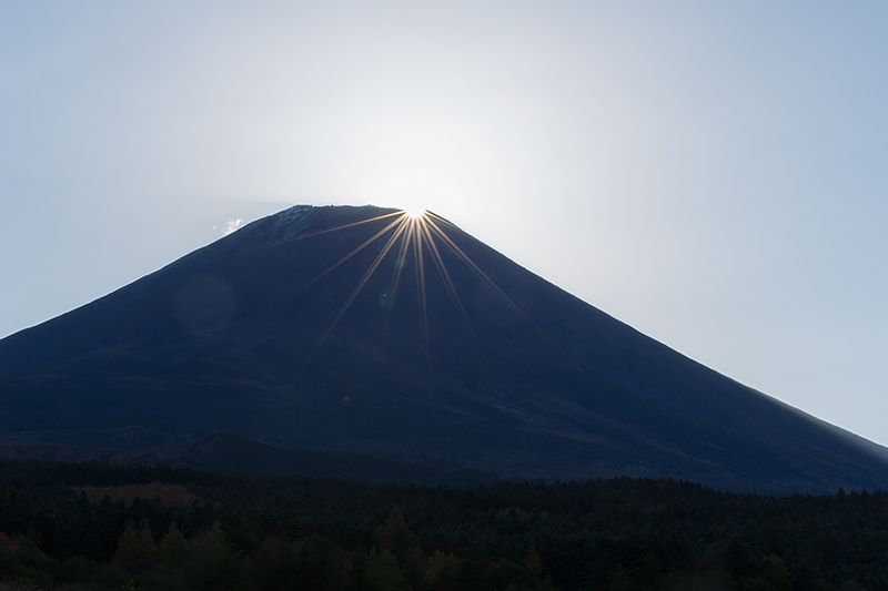 【富士山写真】 河口湖町富士ヶ嶺からのダイヤモンド富士