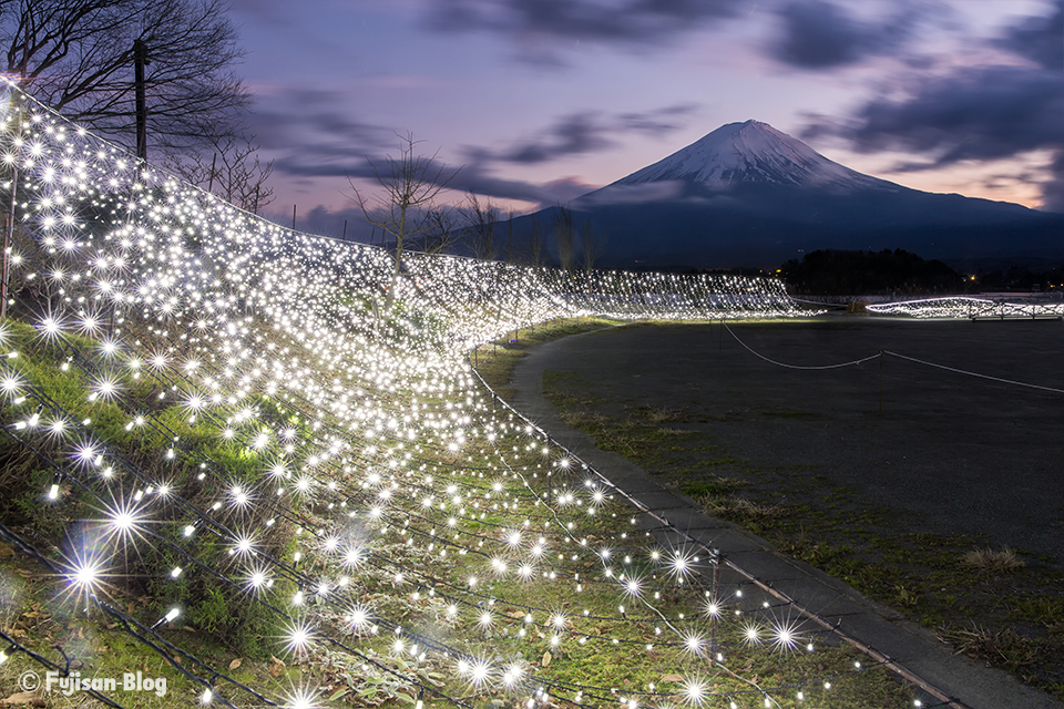 【富士山写真】河口湖大石公園から富士山と光のナイアガラ＆ウェーブ