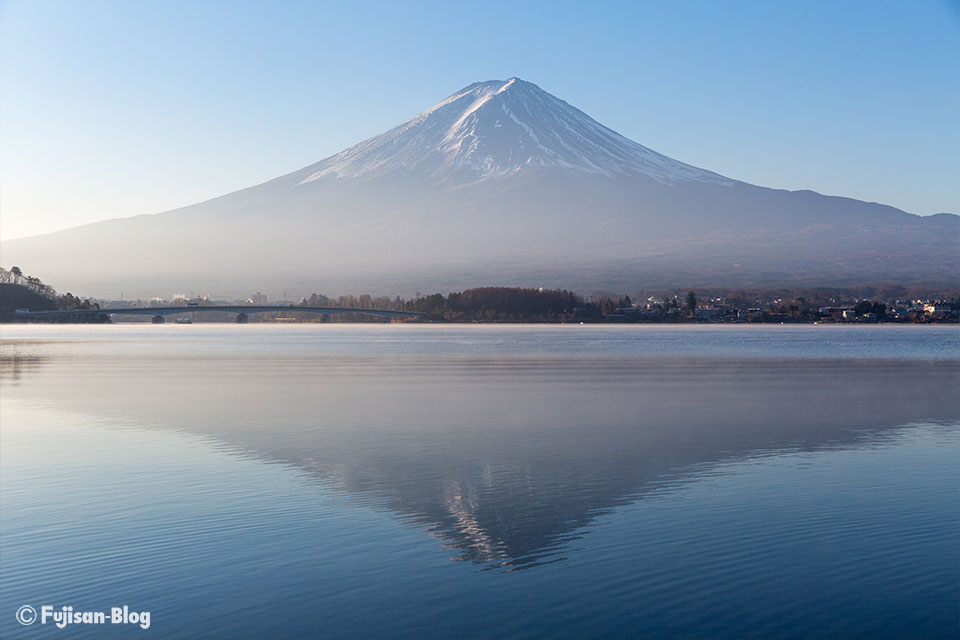 【富士山写真】冬の寒さが増した河口湖からの富士山