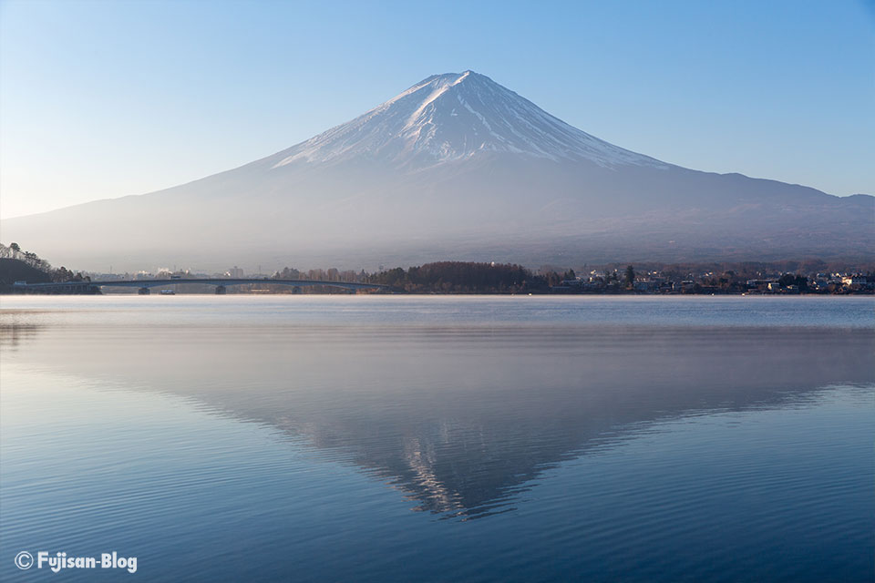 【富士山写真】冬の寒さが増した河口湖からの富士山
