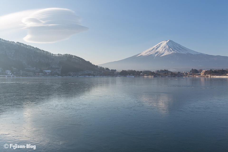 【富士山写真】2018年今週も大寒波の河口湖から吊るし雲