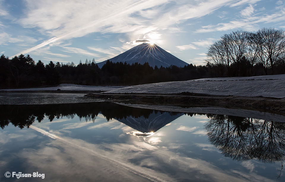 【富士山写真】富士本栖湖リゾートからのダイヤモンド富士