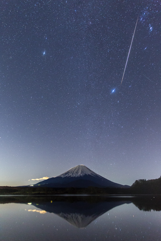 精進湖からのふたご座流星群