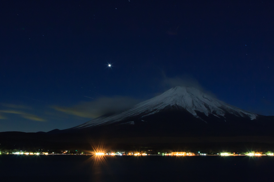 【富士山写真】 山中湖親水公園 夕日が落ちた後