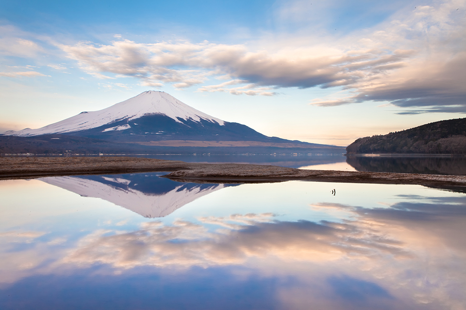 【富士山写真】 湖面に映り込むきれいな雲でした