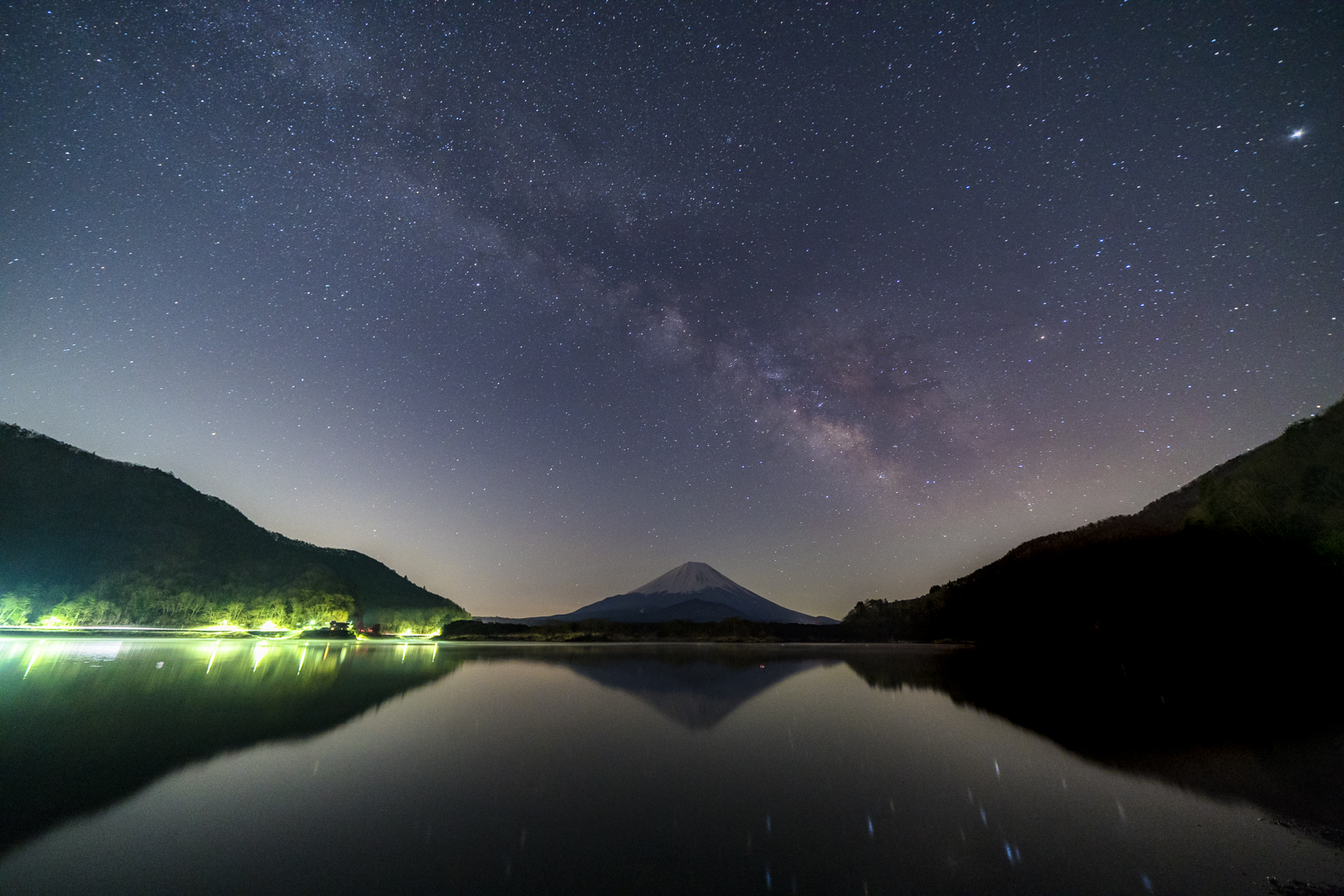 精進湖　天の川撮影