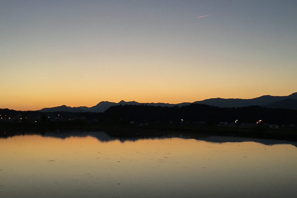 夕焼けと富士山