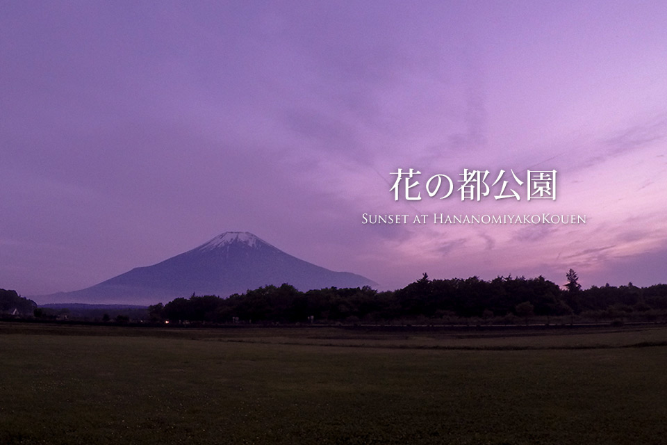 花の都公園から夕暮れの富士山